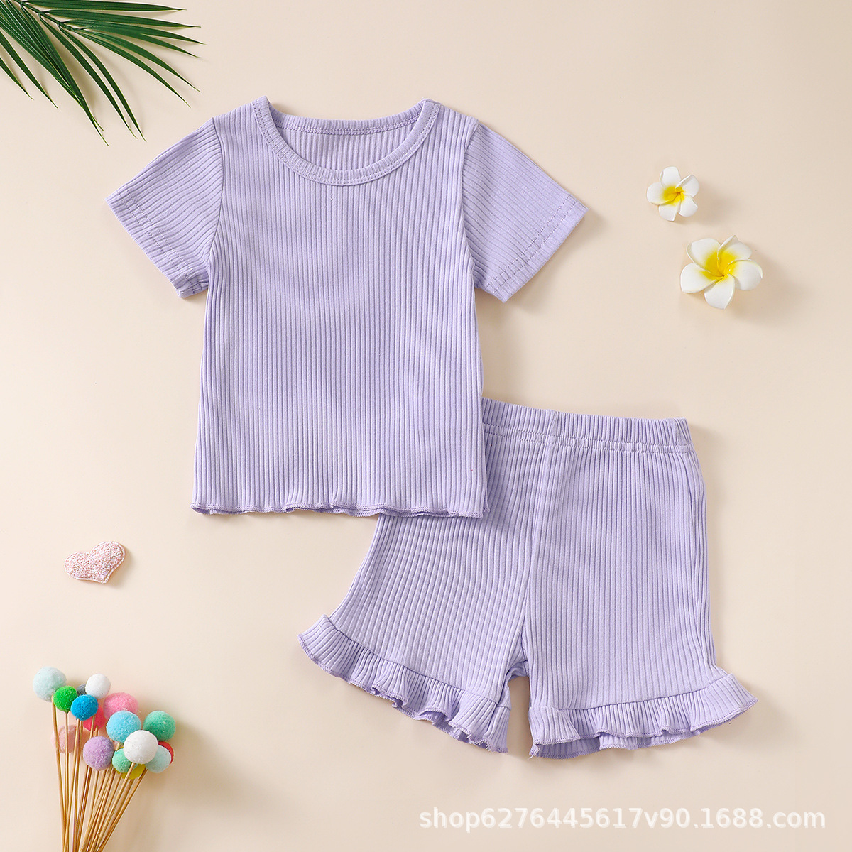 跨境童装 女婴童T恤套装 舒适柔软