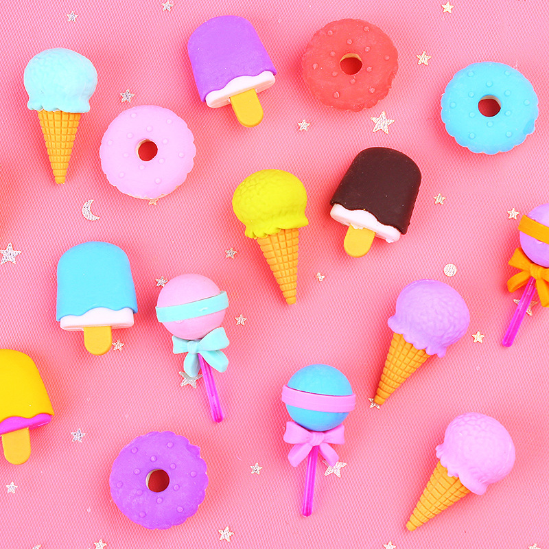 Candy-colored eraser pencil eraser, dessert simulation eraser, three-dimensional detachable assembly, cute box eraser wholesale Specification drawing