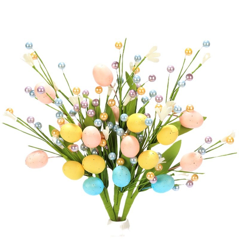 2025复活节彩蛋仿真浆果插枝 春天家居装饰欧美风现代简约花摆件白底实物图