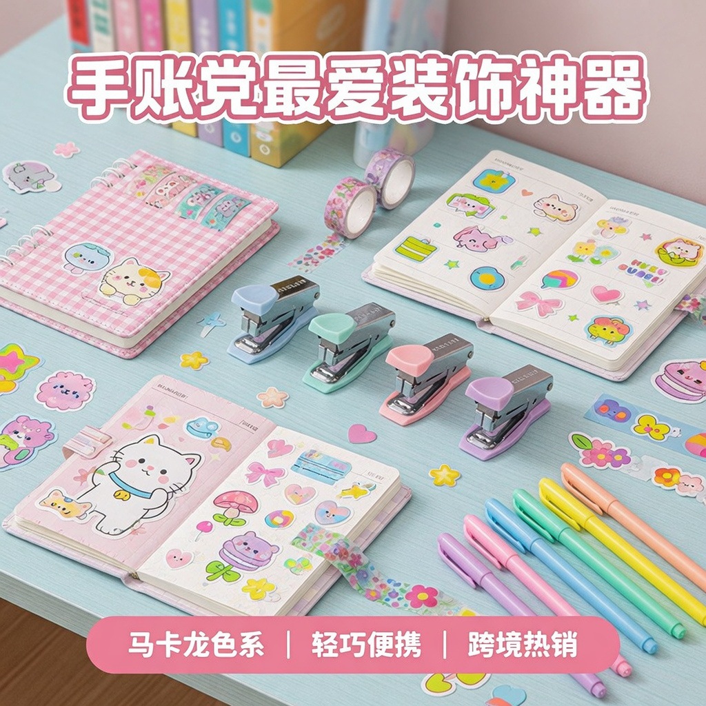 Macaron Color Mi You stapler, hand-held, effortless and portable, office and student stapler, wholesale in stock details Picture