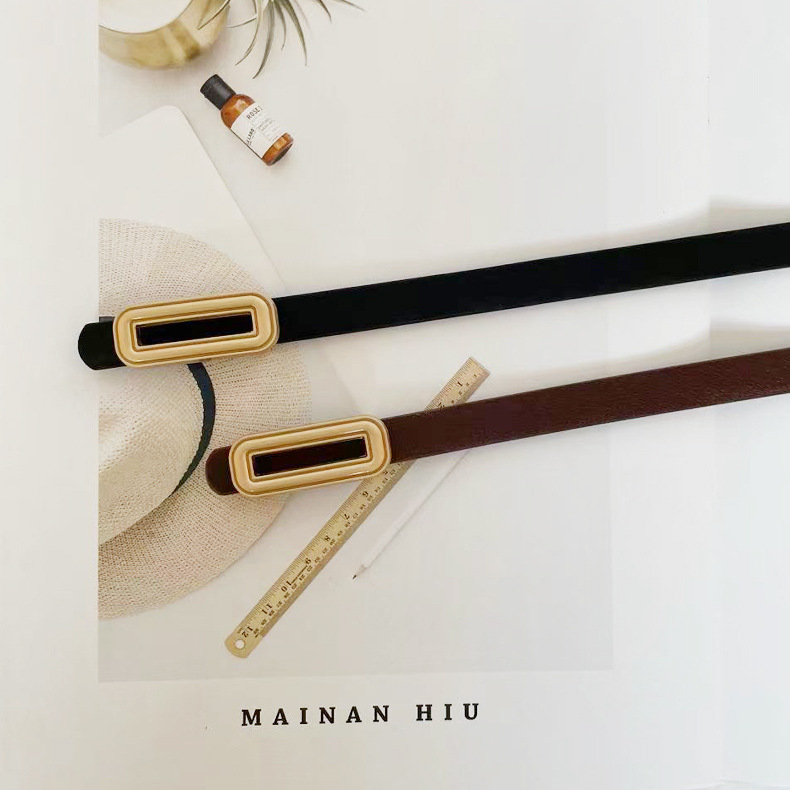 Retro thin belt ladies' narrow-fitting jeans, versatile small belt decoration, simple summer brown belt in stock Application Scenario