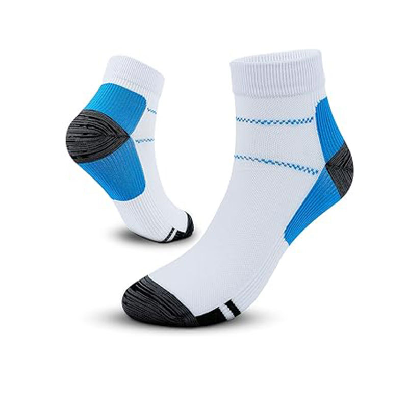 跨境运动压缩袜男女足底筋膜压力袜弹力袜子户外跑步骑行短袜批发白底实物图