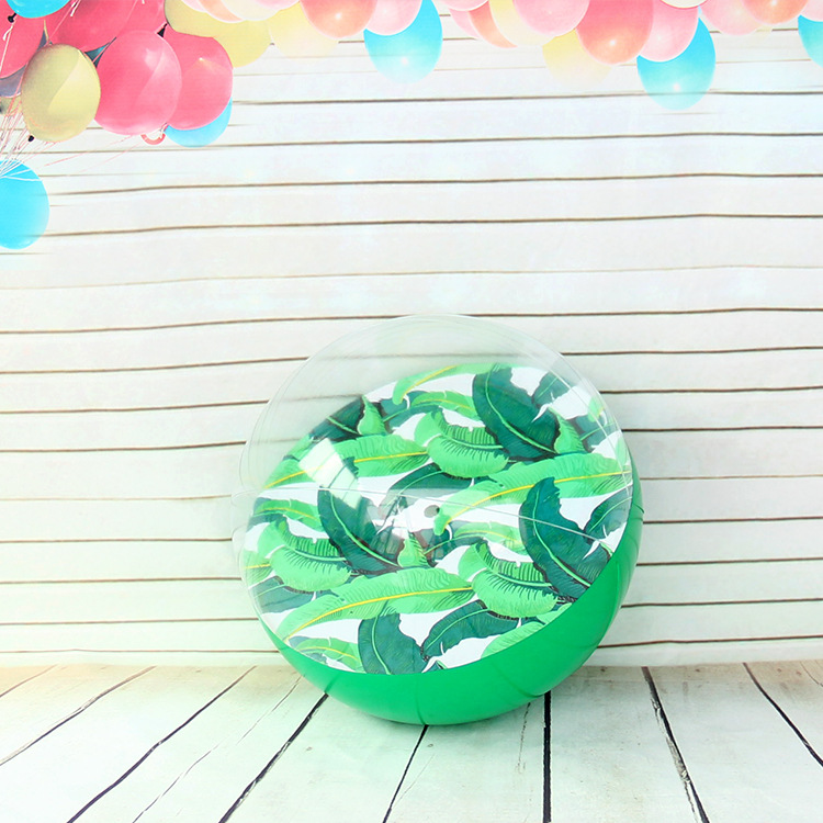 Hongyu Foreign Trade Transparent 3D stereoscopic Ball, Green leaf toy ball, customized LOGO, green advertising ball, banana leaf beach ball Specification drawing