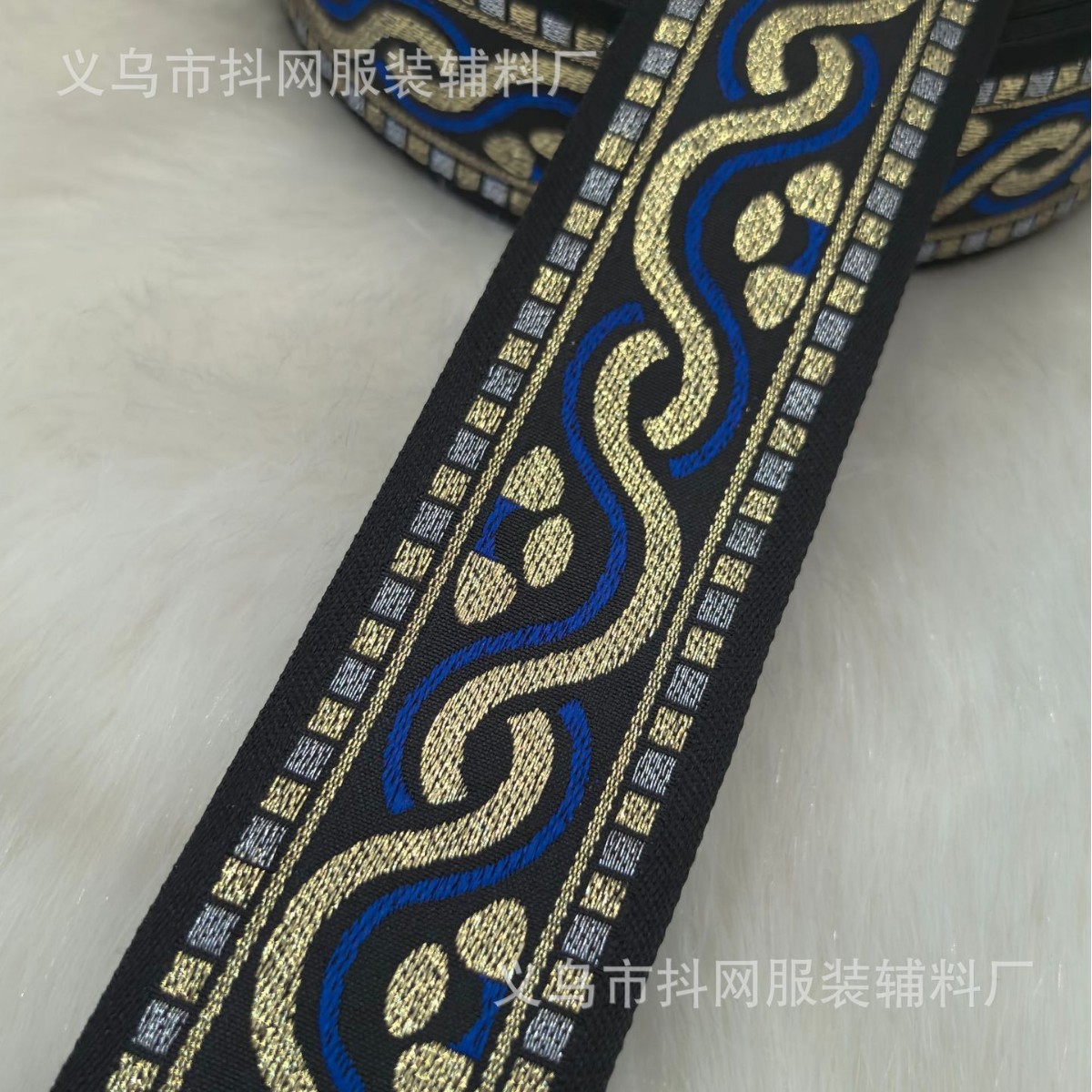 5cm gold thread ethnic style jacquard embroidery ribbon gift box packaging with horse face skirt performance costume diy accessories wholesale Specification image
