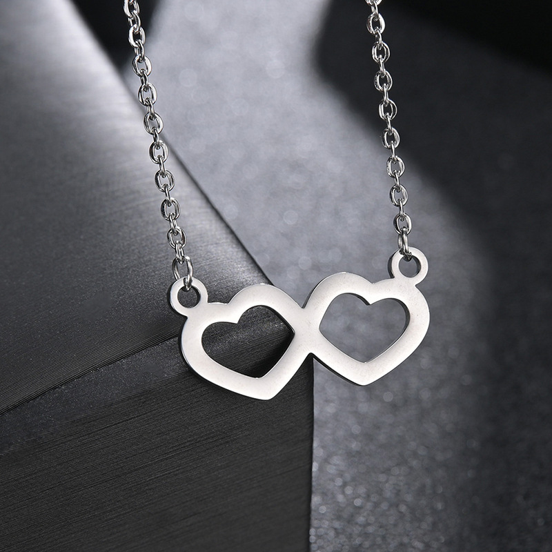 Japón y Corea del Sur ins viento accesorios doble amor pareja multifuncional collar regalo de san valentín vacío chapado oro no se desvanecen details Picture