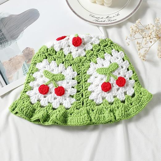 Crossover venta caliente puro hecho a mano tejido cereza hecho a mano sombrero de borde de onda sombrero lindo para las mujeres otoño invierno día Application Scenario
