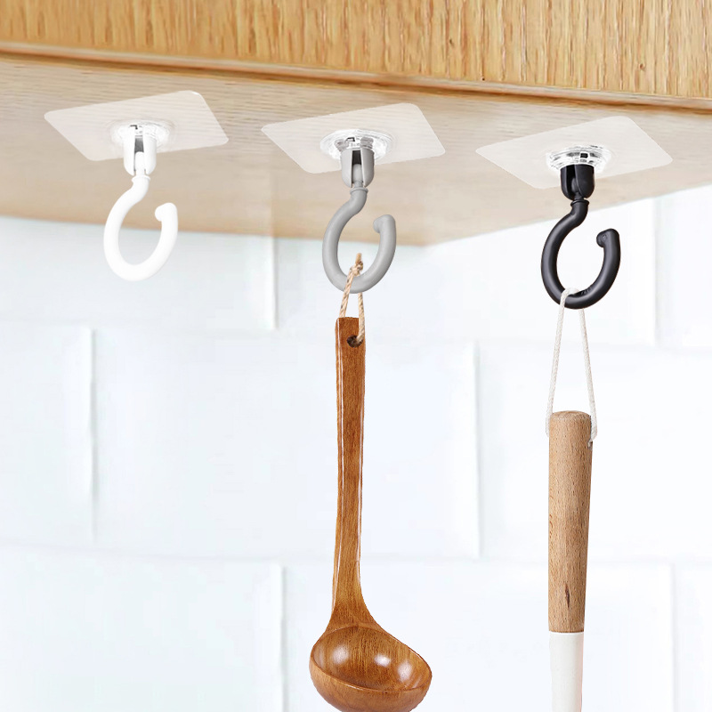 Ceiling-mounted rotating hook, ceiling inverted hook, no need for drilling, no trace, strong hanging door adhesive hook for roof, wall and ceiling