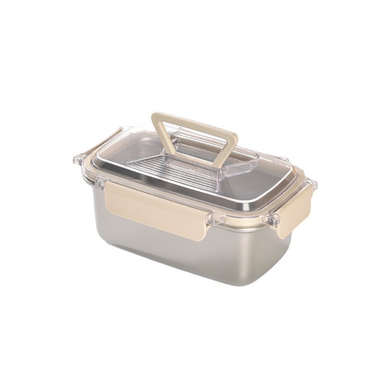 Cross-border 304 stainless steel food storage box, rectangular handle sealed box, outdoor fruit lunch box, refrigerator storage box Item Picture