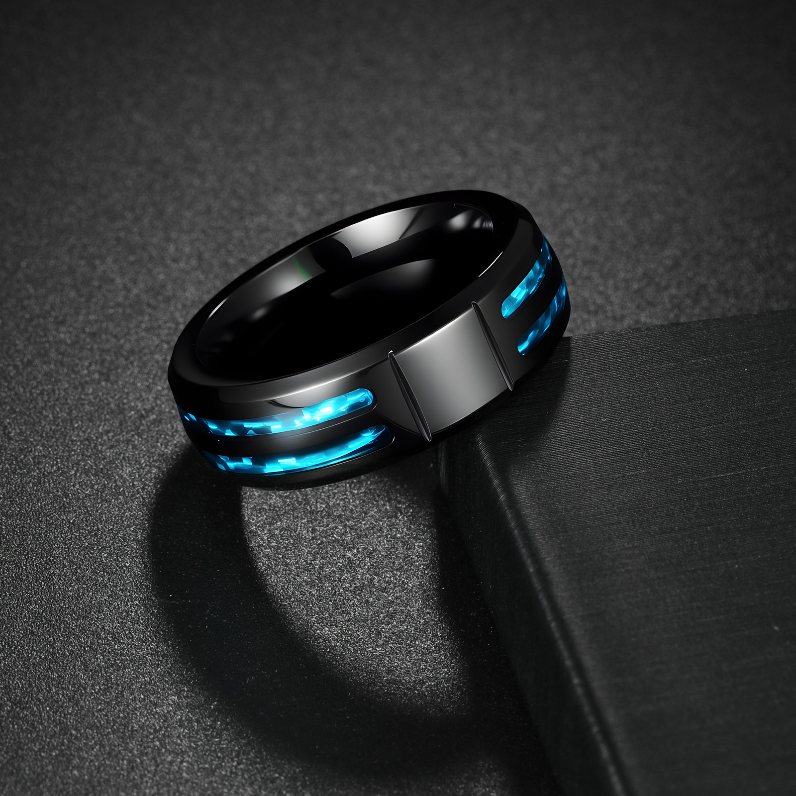 A new best-selling Masonic men's ring set with a blue imitation Aubro laser cross on Amazon in Europe and America Specification image