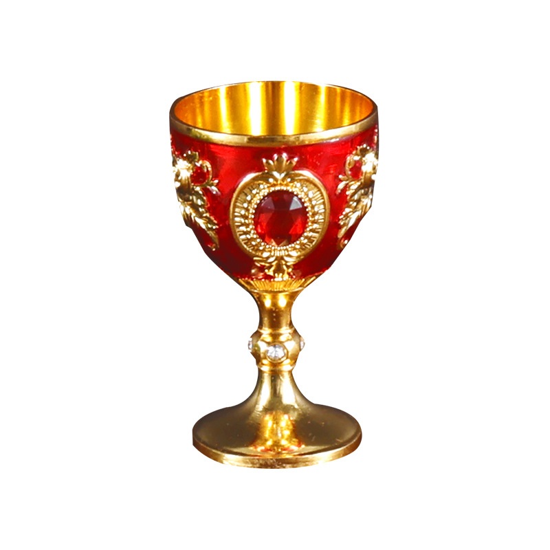 Factory wholesale rose cups, court-style European light luxury metal exquisite red wine glasses, three-dimensional zinc alloy strong wine glasses Item Picture