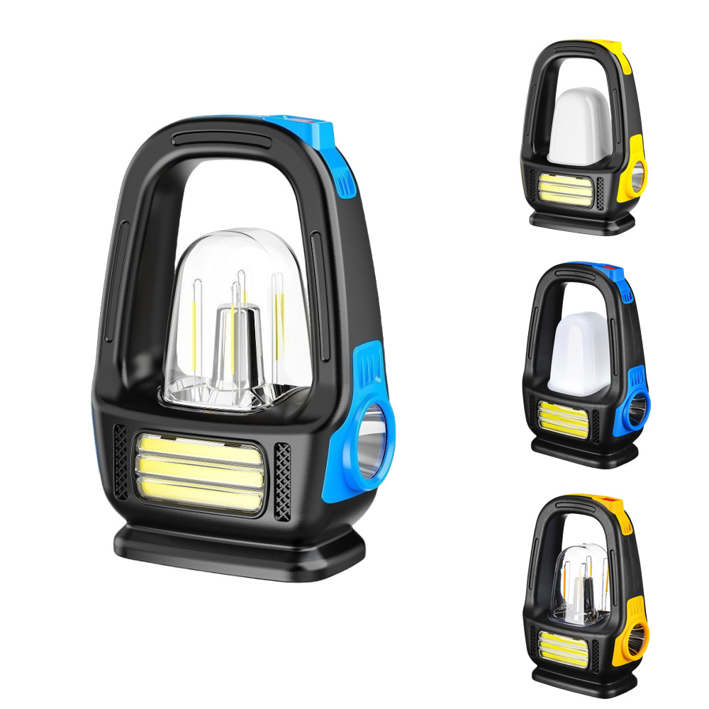 New cross-border outdoor emergency camping lamp, solar-powered hand-held lamp, multi-functional portable flashlight Specification image