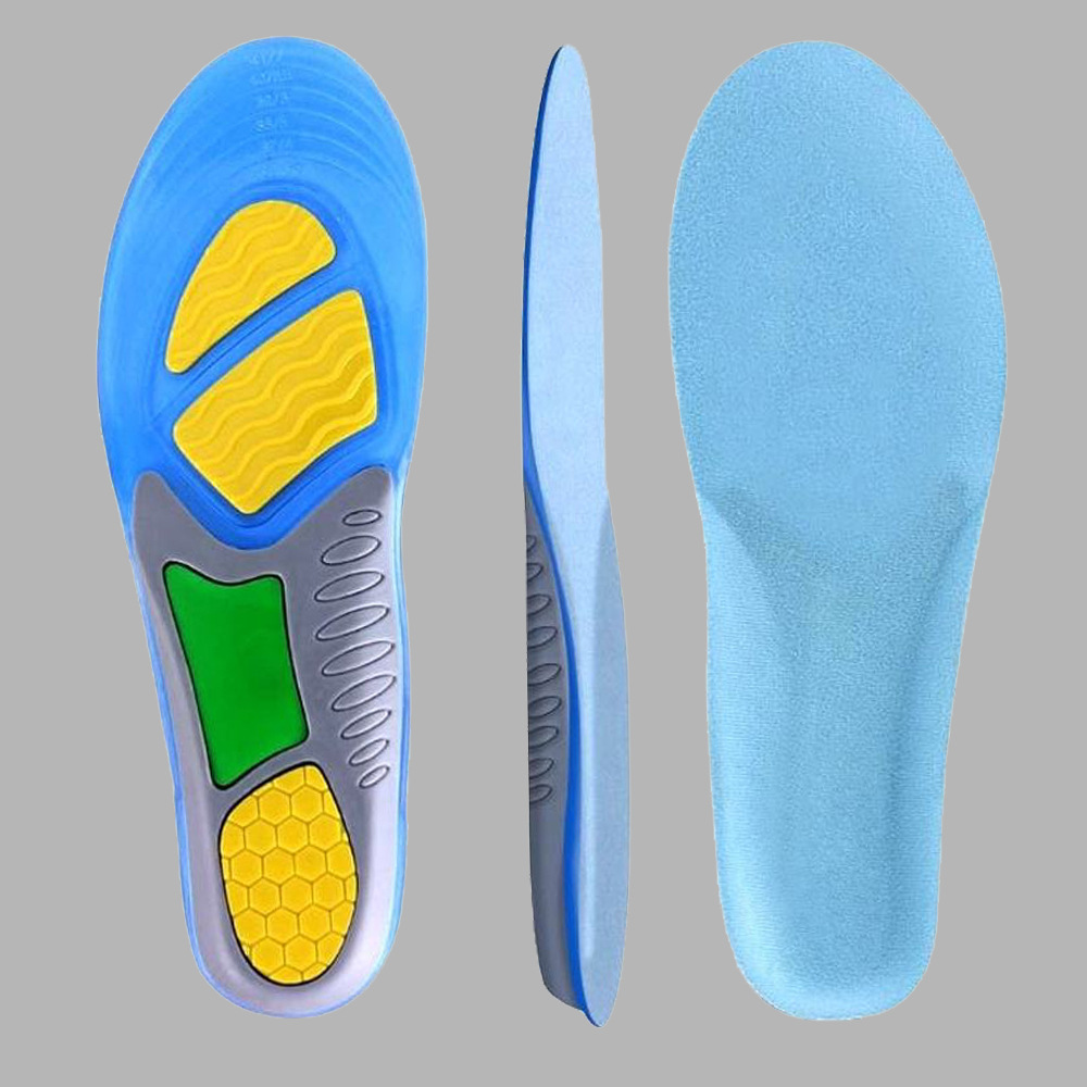 tpe soft gel shock-absorbing military training sports insoles, velvet sweat-absorbing, breathable and cushioning men's and women's basketball four-color insoles