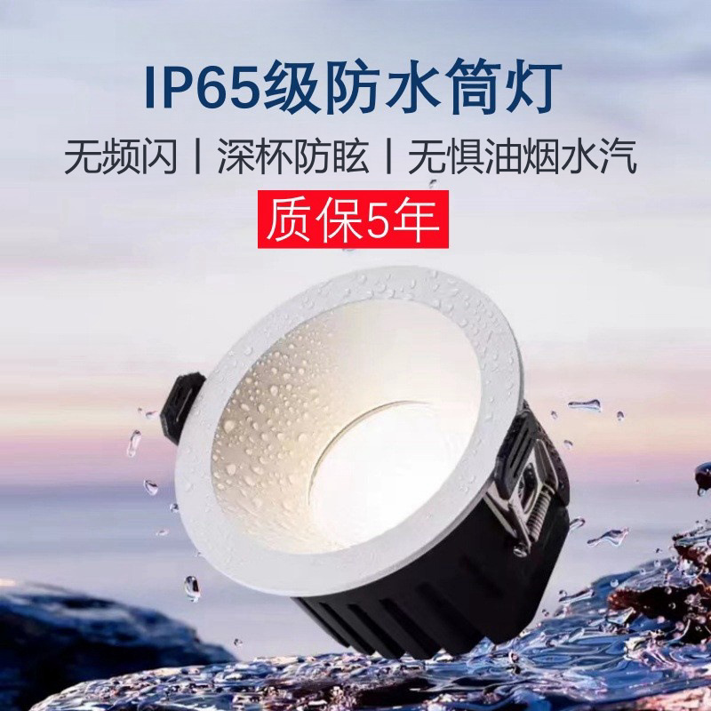 护眼防水筒灯嵌入式家用防雾防眩IP65等级别厨房卫生间浴室筒灯