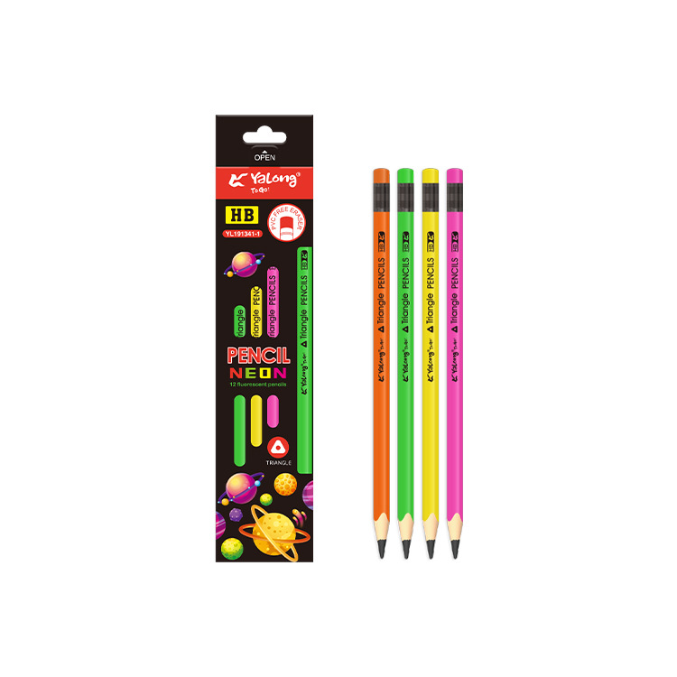 Yalong high-quality triangular wood pencils, standard pencils with erasers, HB pencil paper box sets are suitable for student and office use