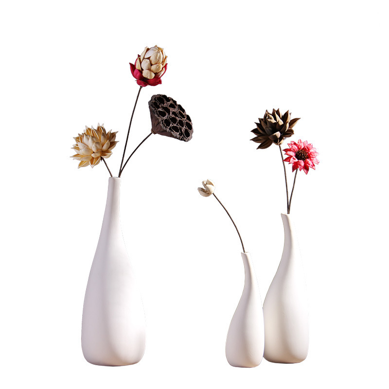 2026 New Nordic style simple ceramic vase ornaments, white unglazed dried flower arrangements, home decoration and arrangement factory wholesale vases Item Picture