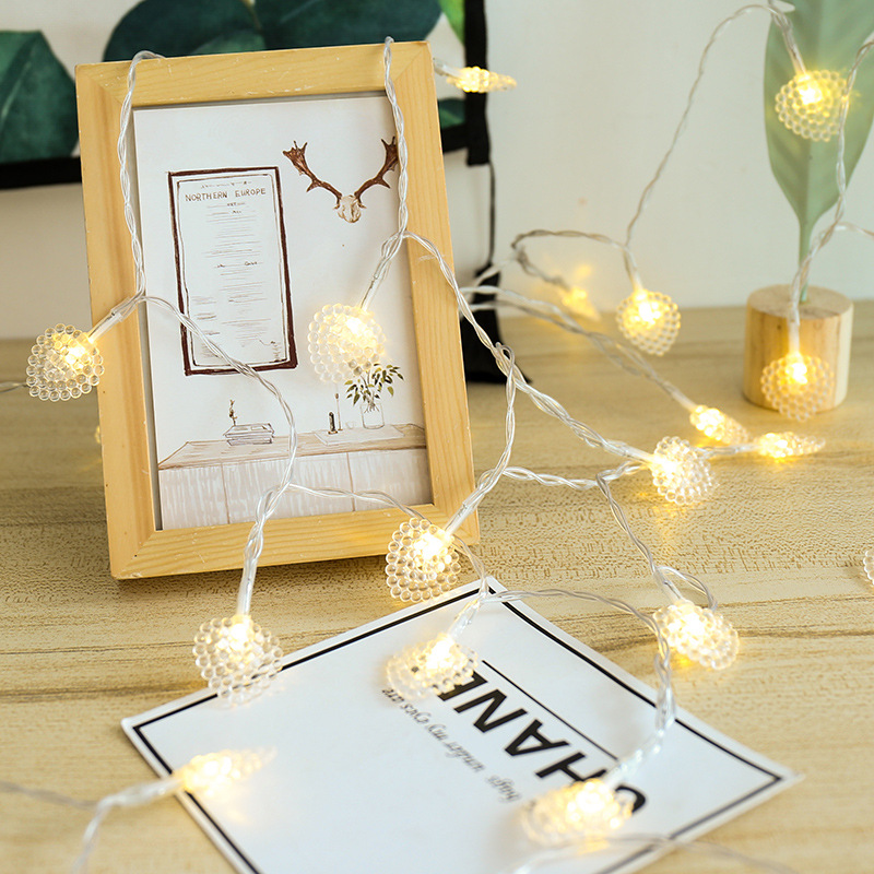 LED transparent pearlescent heart-shaped light string, birthday decoration room decoration, girlish heart proposal and confession small bulb color light details Picture