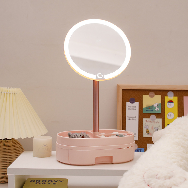 With storage drawer, mirror, makeup mirror, table-style home desktop, led light strip, smart supplementary lighting, dressing mirror Application Scenario
