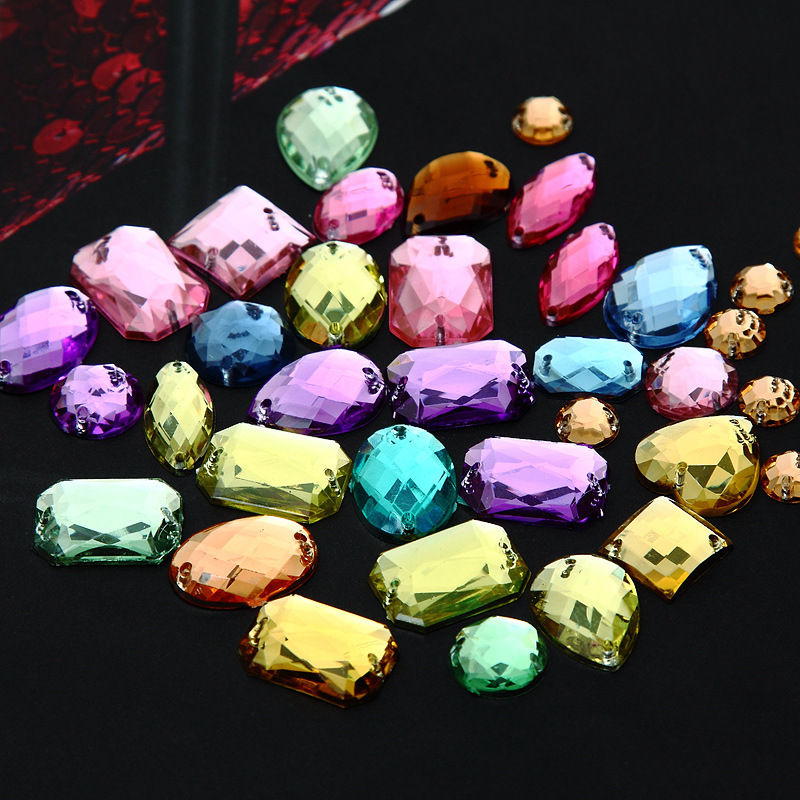 包邮亚克力手缝闪钻缝衣服婚纱彩色福袋套餐diy水钻服饰配件亮片