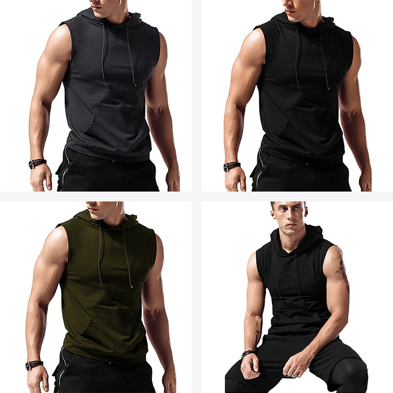 Cross-border Amazon new Product 2003 Men's T-shirt, fitness solid color sporty casual sleeveless vest for men