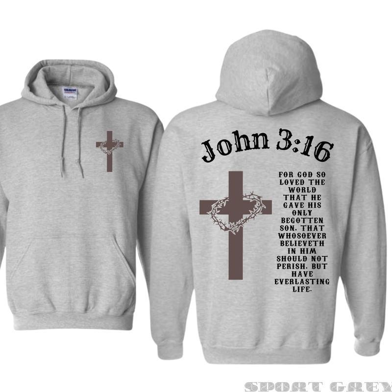 【 Cross-border European Code 】John 3:16 Bible Verse Hoodie - Cross details Picture