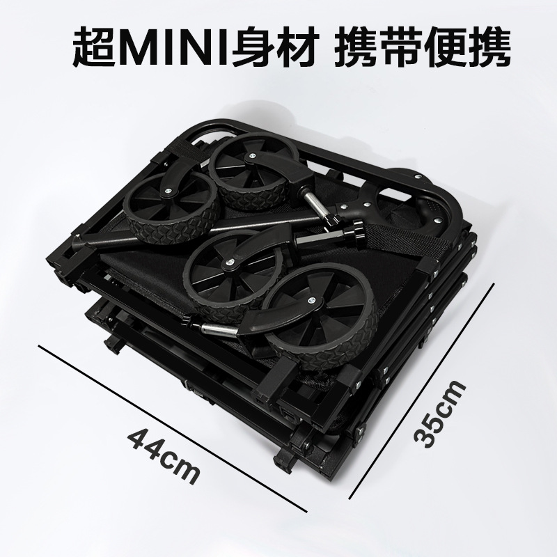 征崎户外便携快拆折叠露营车小推车旅游摆摊买菜手拉儿童可躺拖车产品图