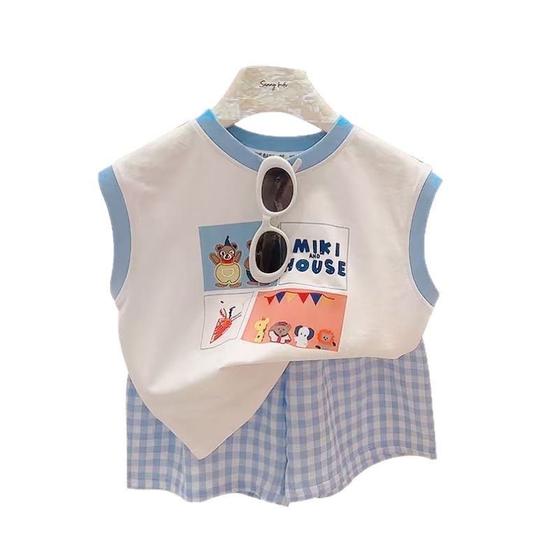 童装/童装女童短袖韩版/夏季短袖/衣服男童短袖韩版/儿童装男童短袖卡通白底实物图