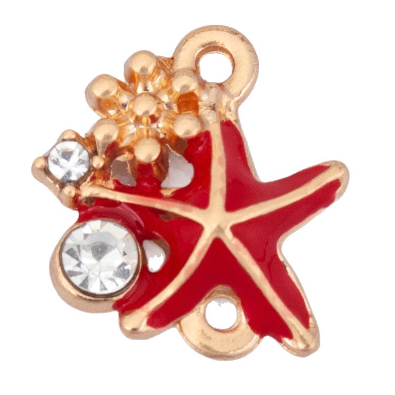 Wholesale of new creative alloy jewelry diy accessories, cartoon starfish oil-drip electroplated necklaces, bracelets, pendants and pendants Item Picture