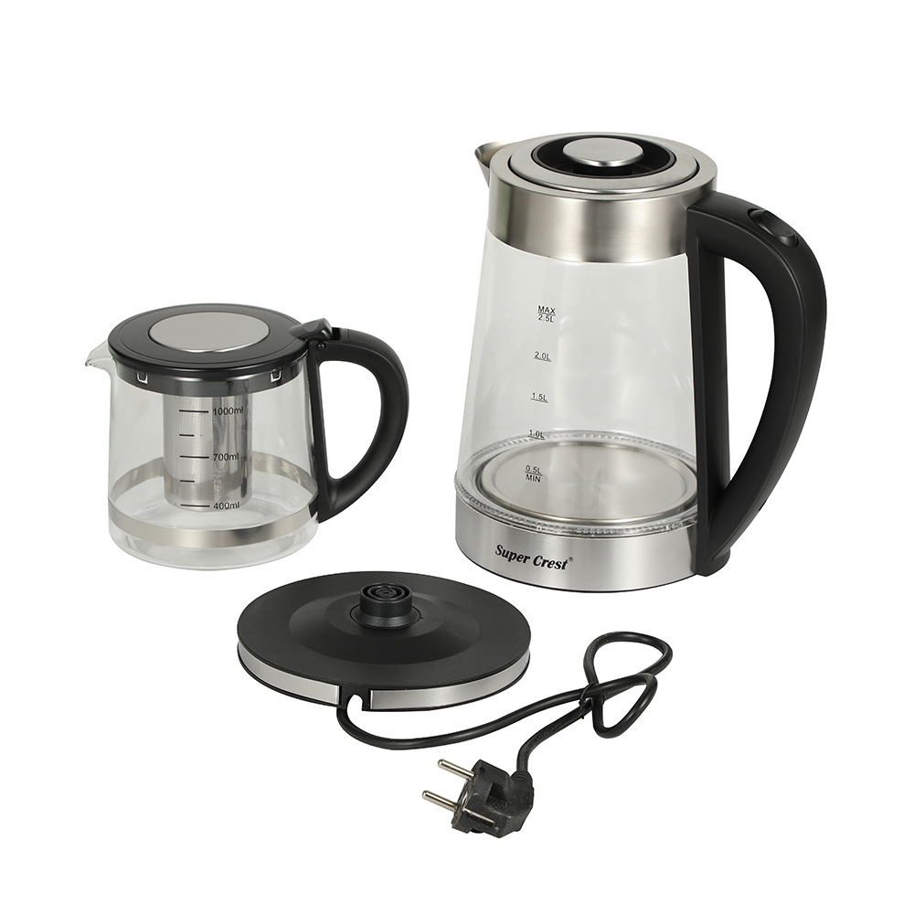 High-temperature resistant glass 2-liter glass electric kettle, single burner head, base heating, automatic power-off, Turkish electric kettle details Picture