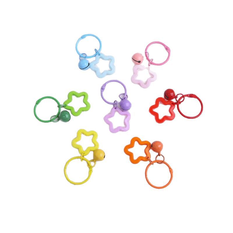 Colorful five-pointed star acrylic keychain pendant, candy-colored headphone case hanging decoration, fresh and cute couple bag decoration Item Picture