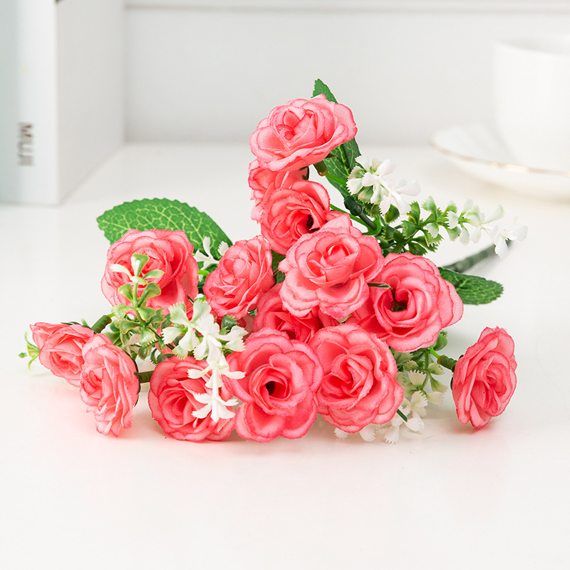 Dove artificial rose artificial flower living room dining table decoration flowers and plants, wedding bride's bouquet artificial Korean rose details Picture