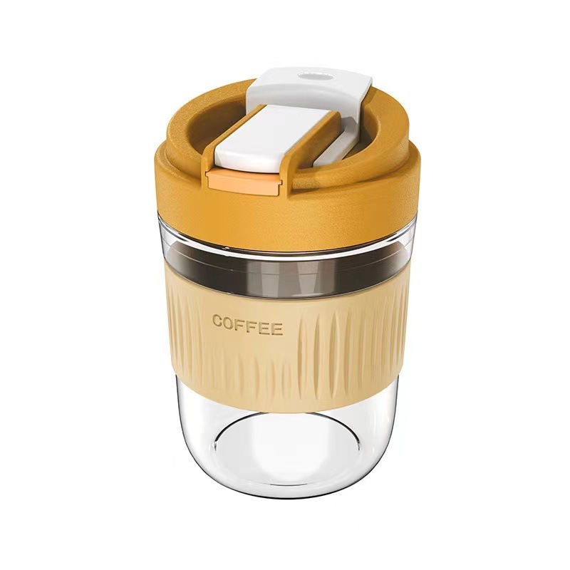 Carefully selected 450ml chubby glass double-drink cup, opening event gift cup with straw coffee beverage glass cup Specification image