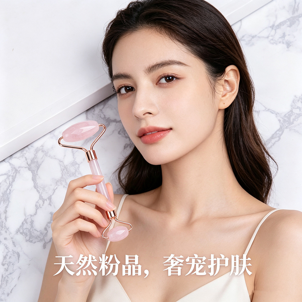 Wholesale powder crystal jade roller beauty containers, face and eye massagers, jade pusher, quartzite jade massage roller