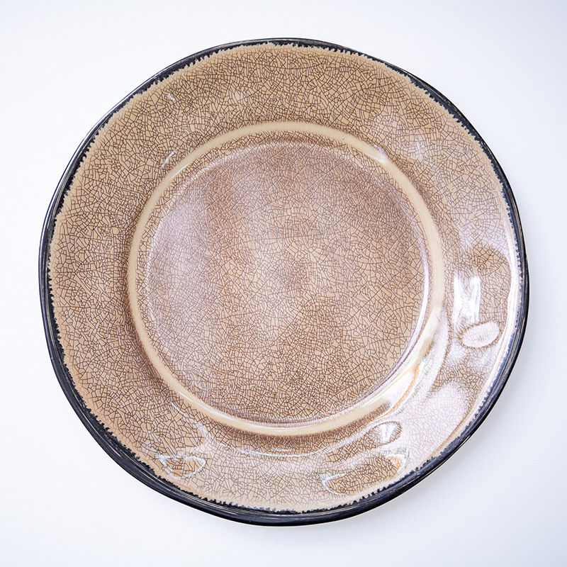 Melamine tableware for foreign trade, retro plates, round plates for restaurants, hotels and restaurants, round plates for hot pot restaurant side dishes details Picture
