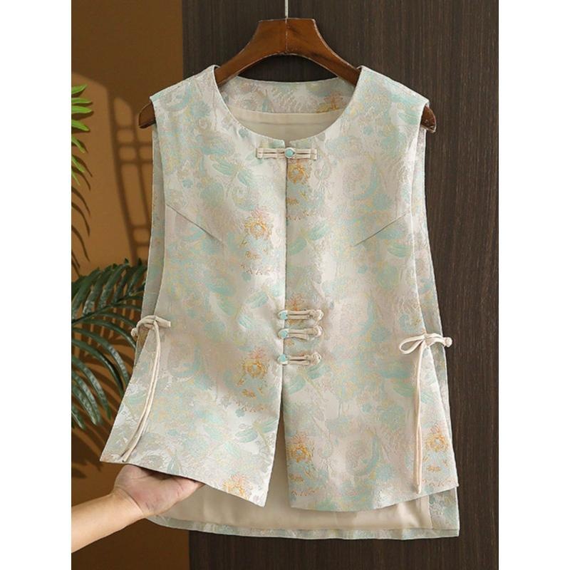 【国潮】新中式马甲提花盘扣女款2026春季新款高级感国风唐装坎肩上衣