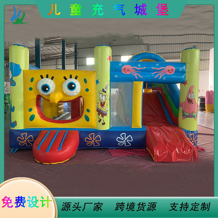 外贸充气城堡 儿童家用淘气堡 小型充气蹦蹦床室内外充气滑梯厂家产品图