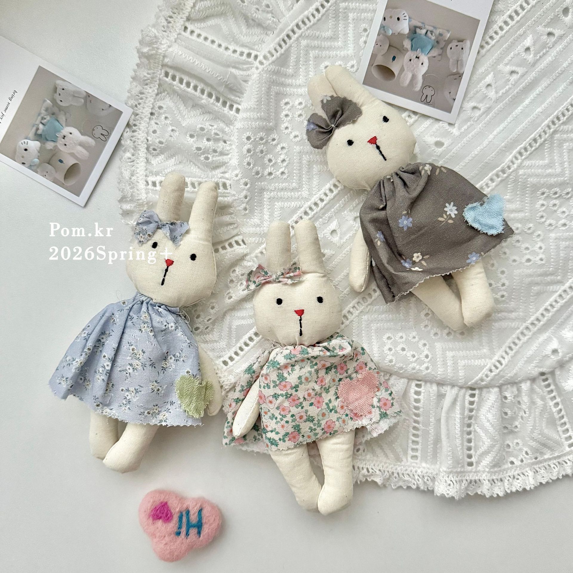 New Korean-style Nordic-style country floral patterned rabbit cute children's fabric doll, handcrafted soothing doll small decoration Specification image