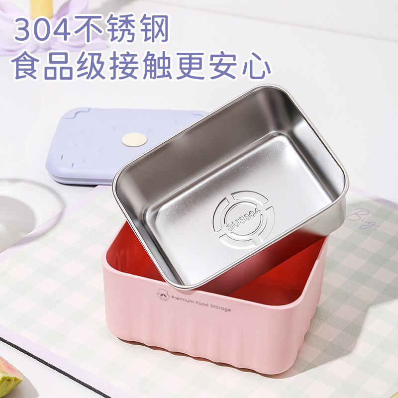 厂家直销饭盒304不锈钢食品级学生饭盒可微波加热密封保鲜便当盒产品图