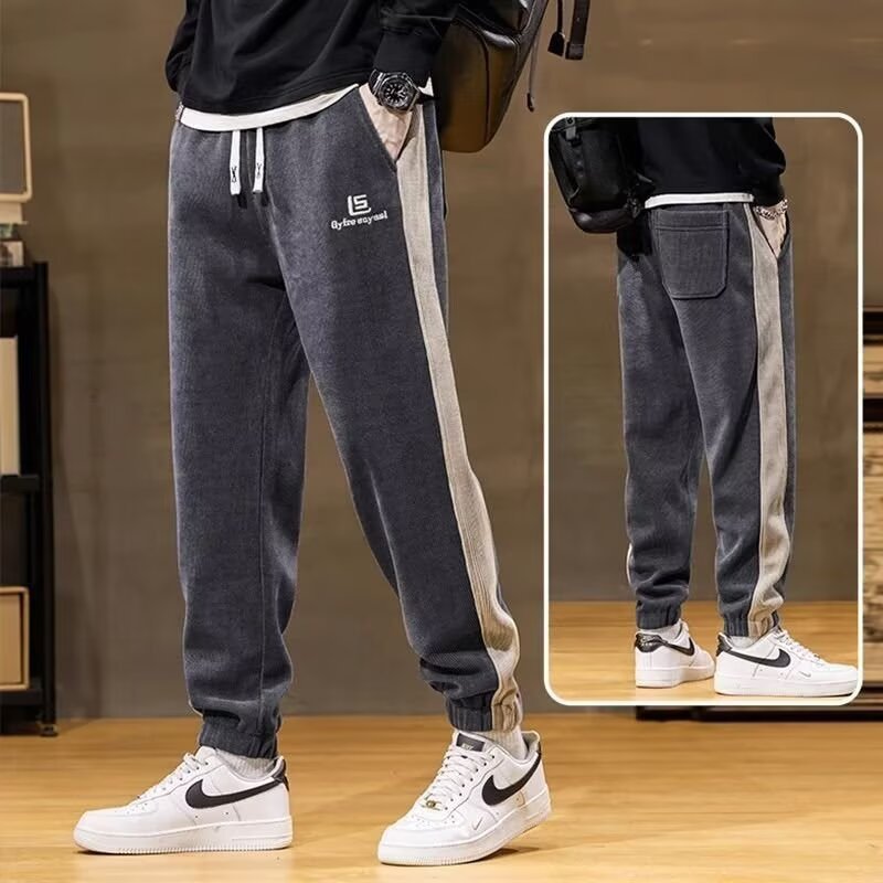 The autumn and winter collection of men's loose, large-sized pants with added fleece and thickened warmth, loose, sporty and casual tight-fitting pants Application Scenario