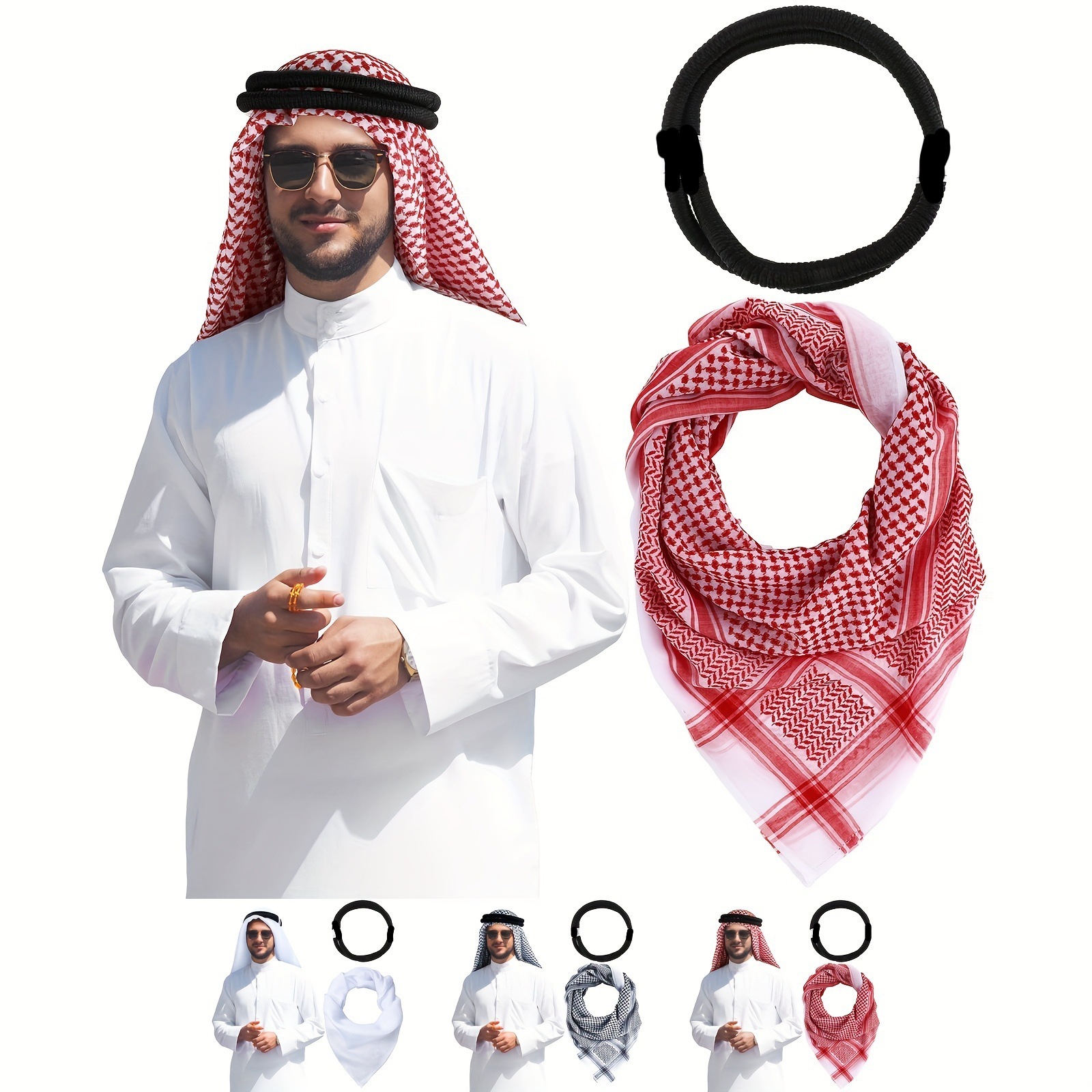 Cross-border Arab headscarves, Dubai headscarves, Saudi and Afghan travel bags, headwear. Men do not need headbands + headscarves details Picture