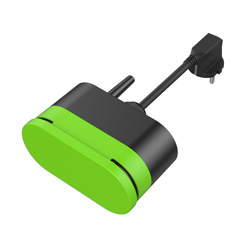 Green shell EU outdoor smart dual-plug socket with USB charging port Specification image