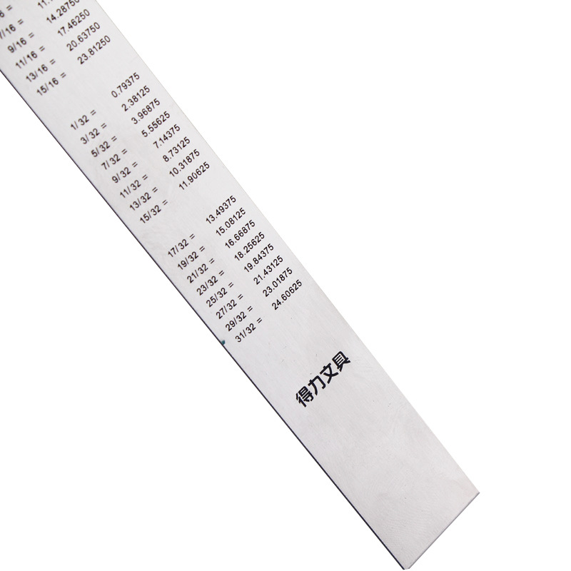 Deli steel rulers 15cm, 20cm, 30cm, 50cm, 100cm steel rulers, straight rulers, stainless steel rulers, office stationery Specification image
