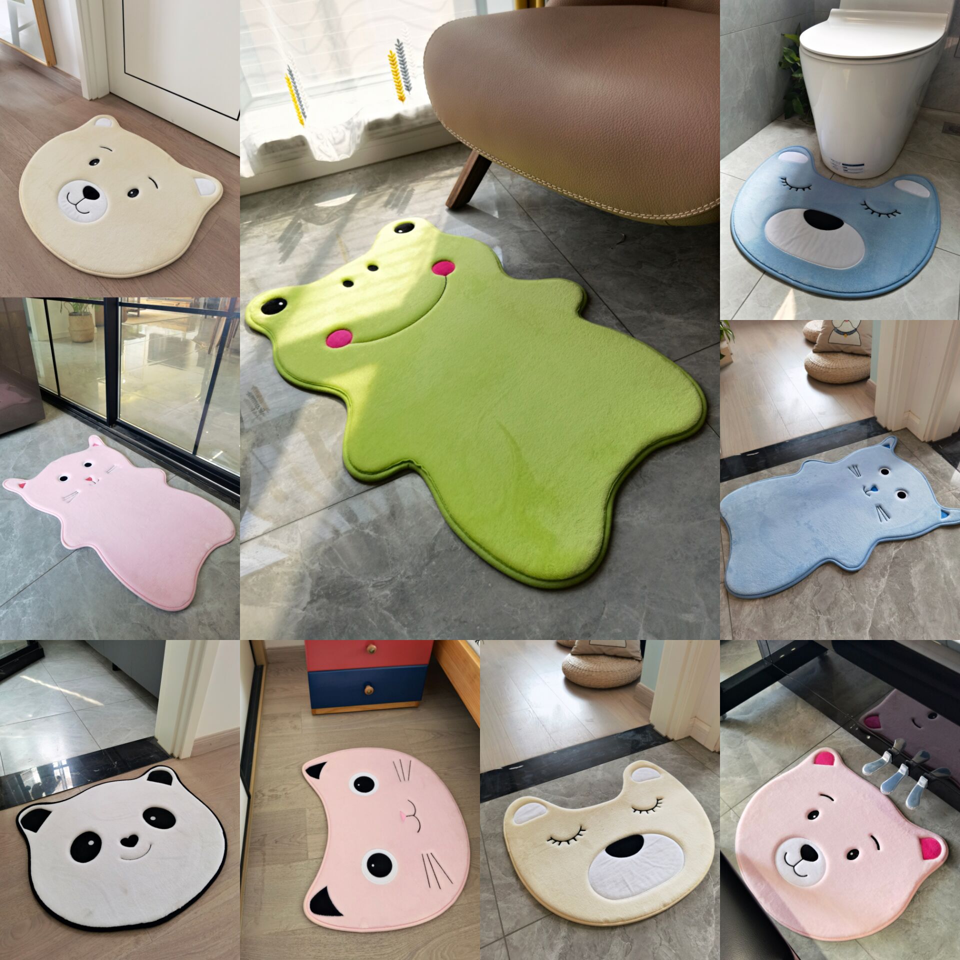 卡通地垫毛绒动物地毯卧室装饰床前垫儿童踏垫门垫浴室吸水防滑垫