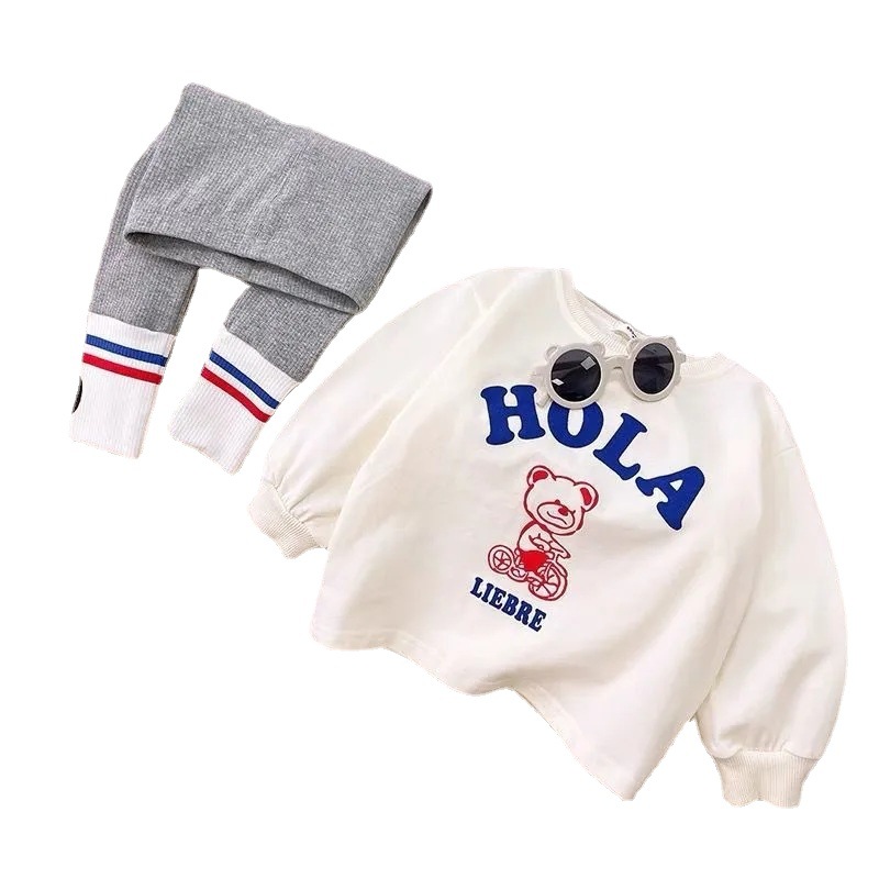 2025 New Style Girls' Set, Spring and Autumn Baby Stylish Cotton Soft Clothes, Children's fashionable Casual T-shirt Two-piece set. Item Picture