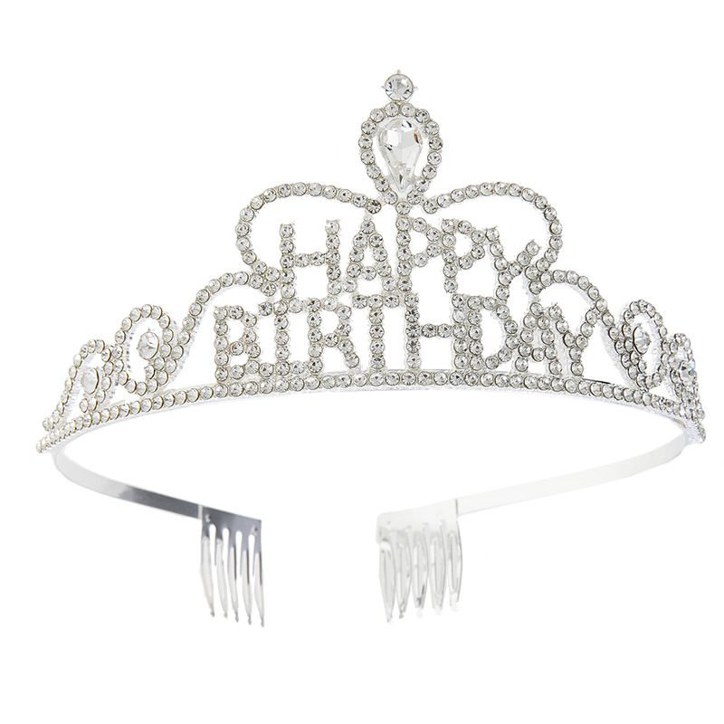 Cross-border HAPPY BIRTHDAY Crown headwear Happy Birthday Alloy English letter crown Birthday party headwear crown Item Picture