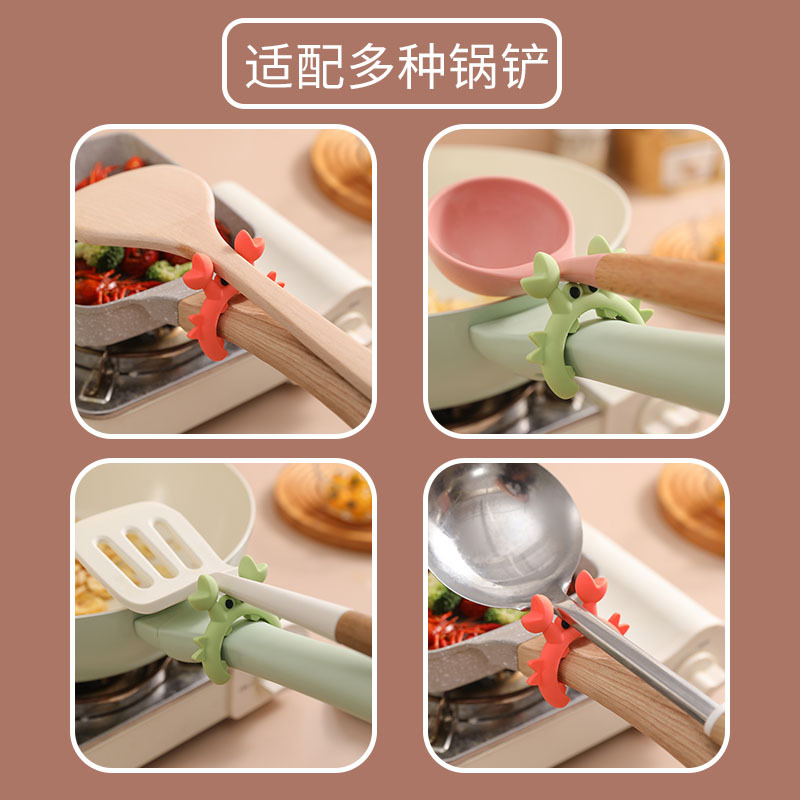 Silicone spatula rack, household kitchen stove, anti-overflow soup spoon and kitchenware placement, spatula guard rack, mobile storage rack Application Scenario