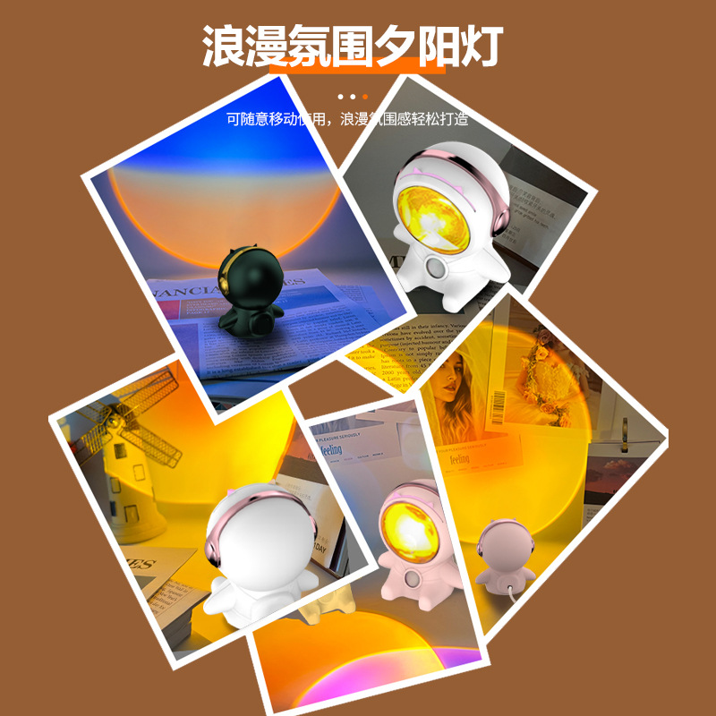 New never-setting sun projection atmosphere rainbow sunset maker robot Mini collectible astronaut collectible LED Application Scenario