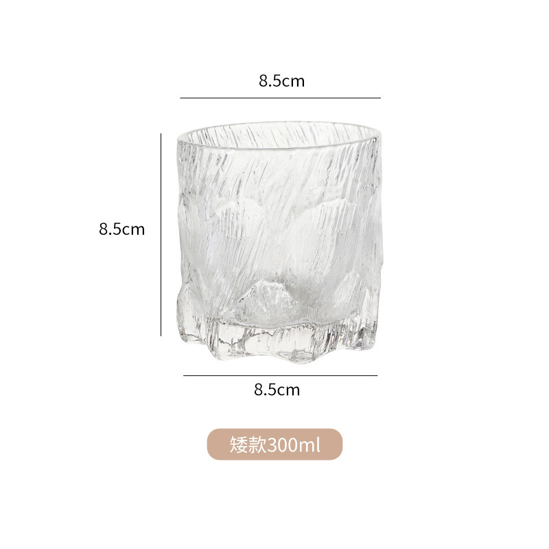 Glass cups, water cups, transparent Ins-style wine glasses, glacier pattern juice drink cups, high appearance level, light luxury and high-end feel Specification image