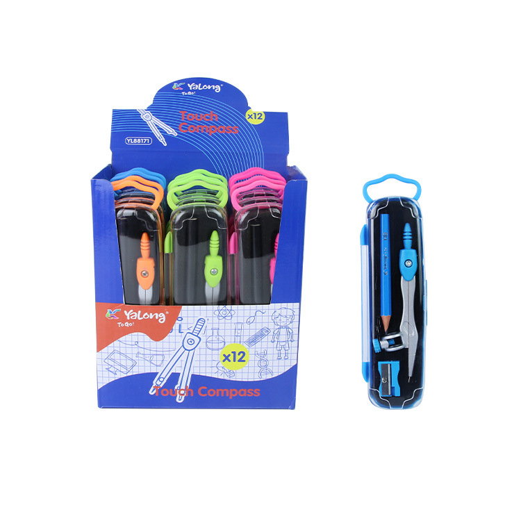 Yalong Cross-border Student Math Tools Compass Set, Metal Geometry Set, School Pencil with Pencil sharpener type