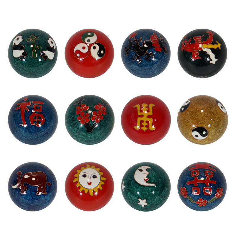 Cross-border foreign trade Beijing Jingtai LAN handball craft gifts, cloisonne enamel low-temperature hand-rotating ringtone massage fitness balls Item Picture