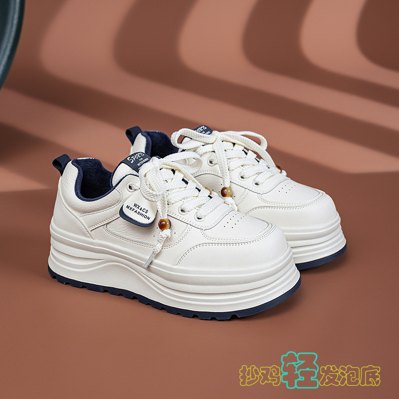 鞋子女士夏季舒适/白鞋增高/飞织/乐福鞋女春夏气质/女士休闲皮鞋细节图